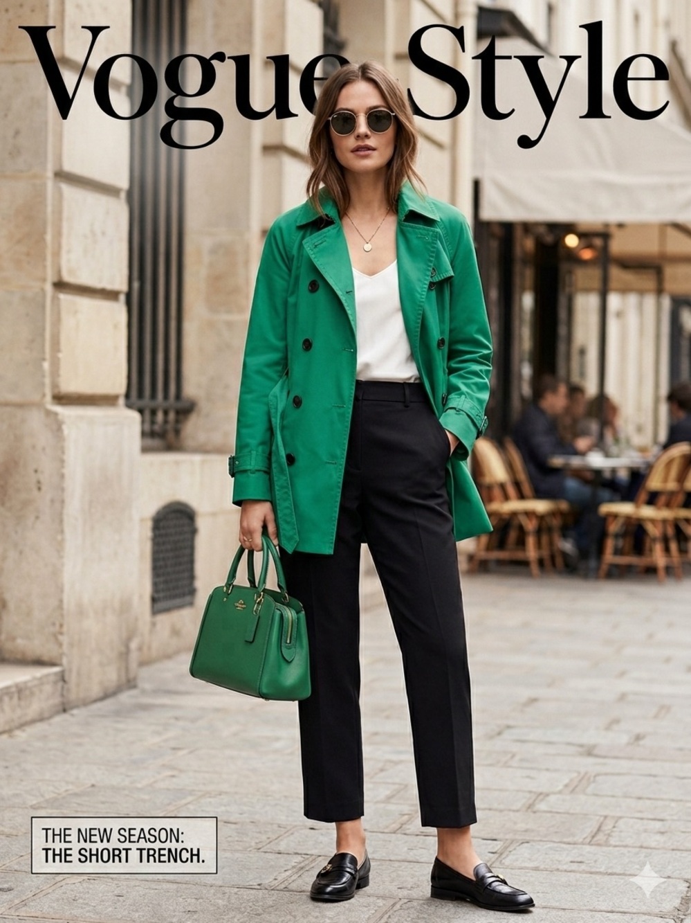 Coach Teal Double-Breasted Trench Coat